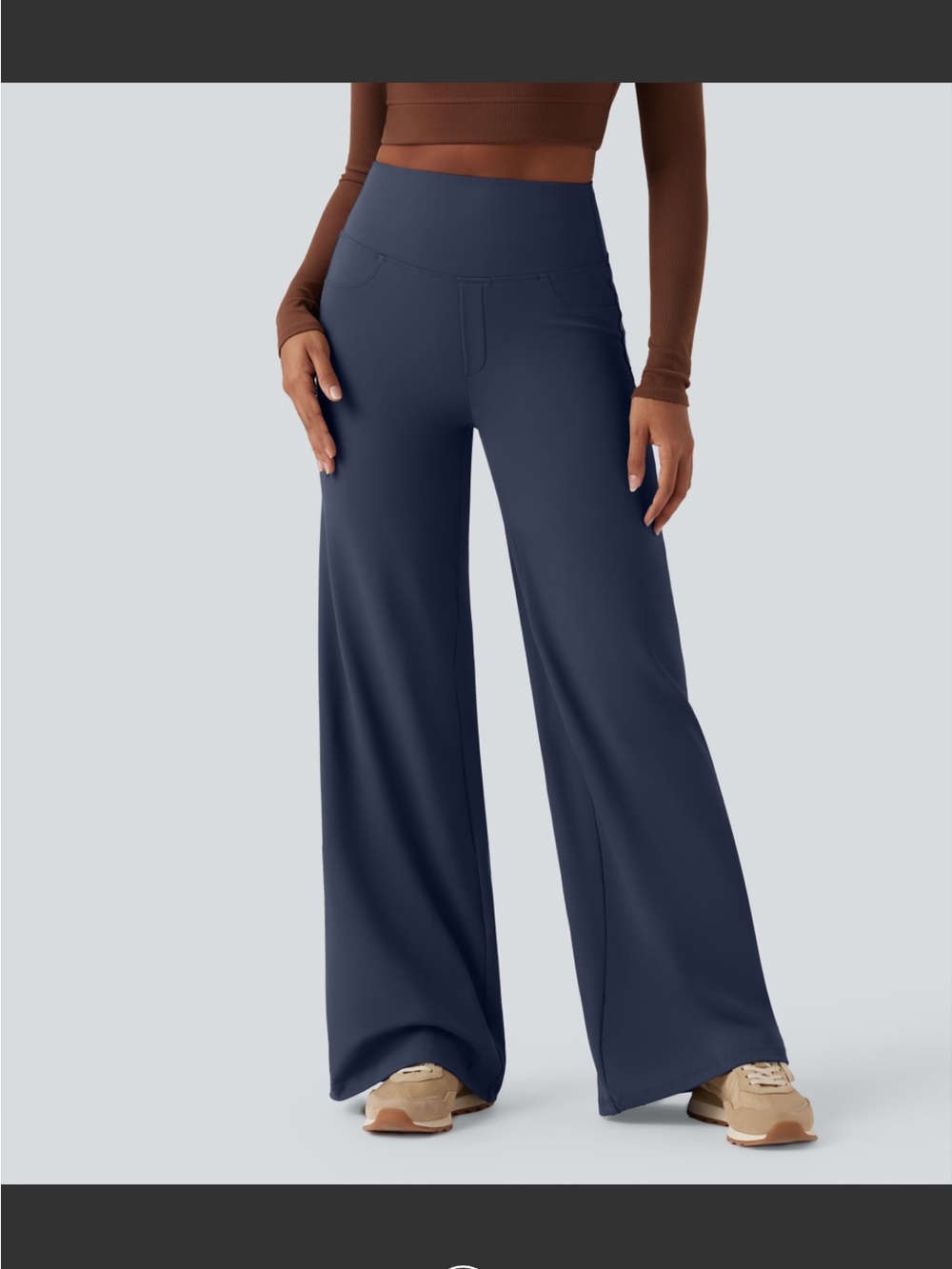 Halara Wide-Leg High-Waist Pants in Navy Blue